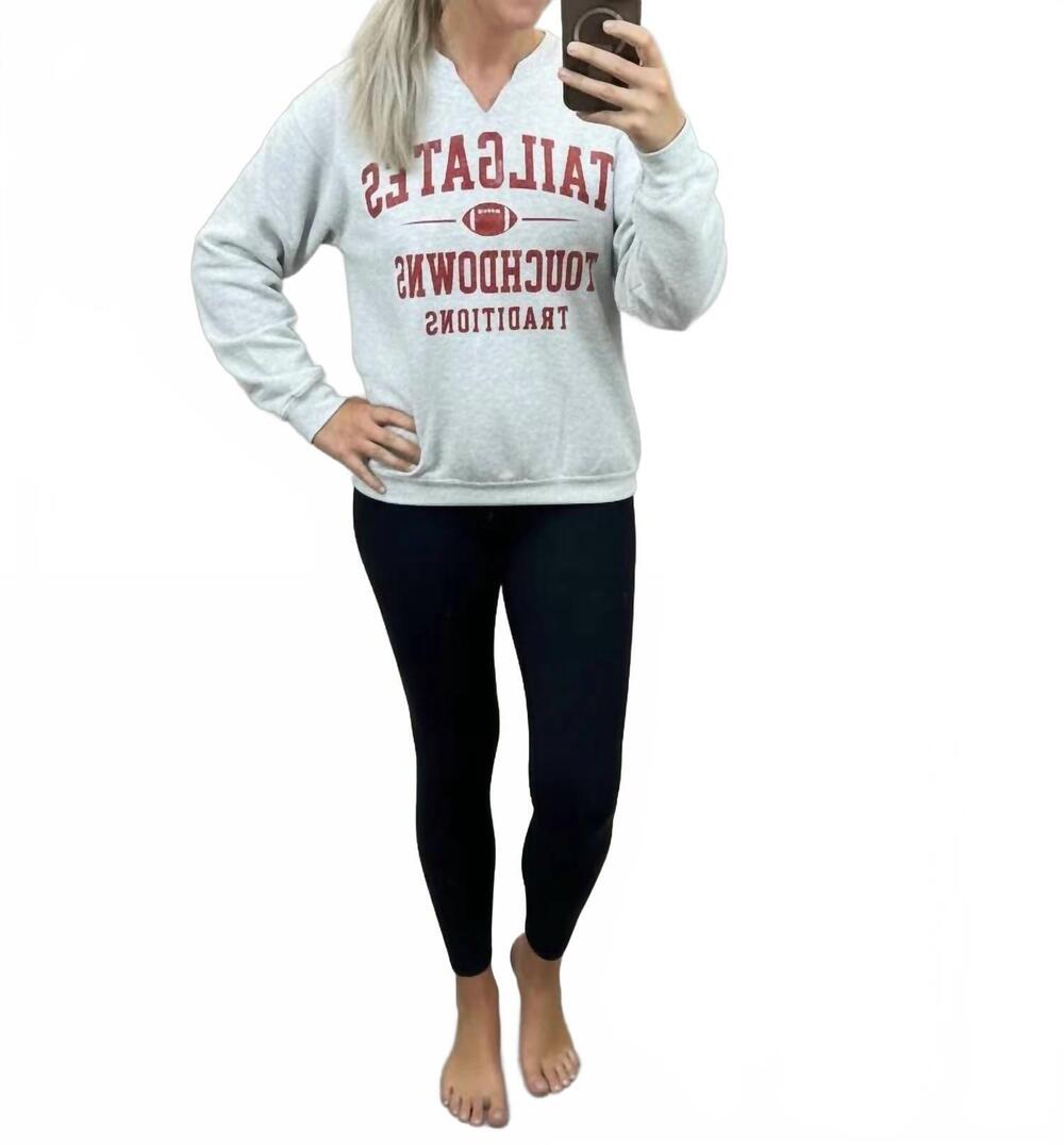 NEW GILDAN tailgates split neck sweatshirt in ash gray